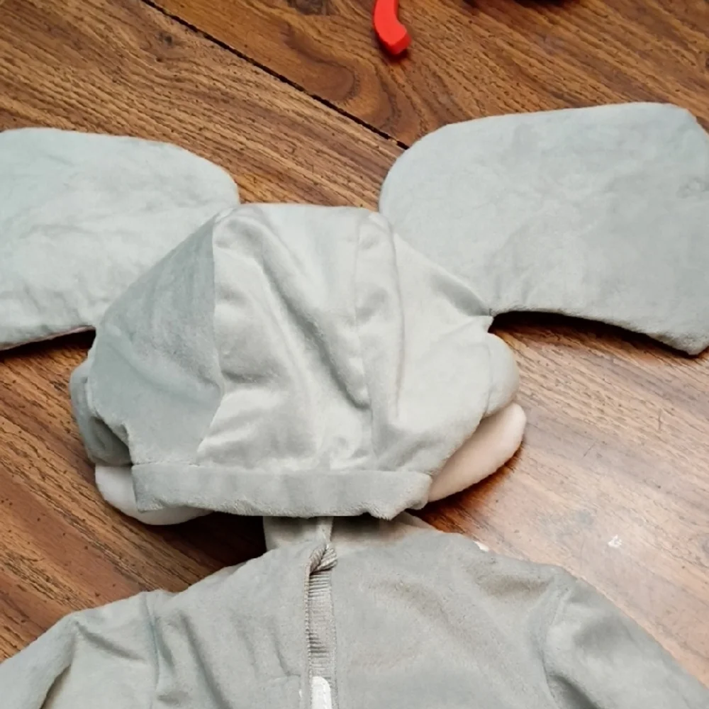 🐘 Gray Elephant Costume with Pink Ears Size 0-6 Months
